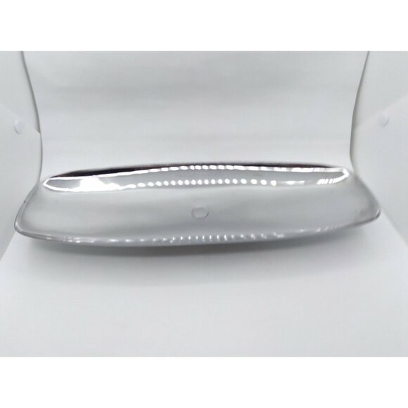 Vtg. MCM Danish style Milbern Celery Olive Dish Chromium Wood Base 14"x5" W/ Box - Picture 12 of 12